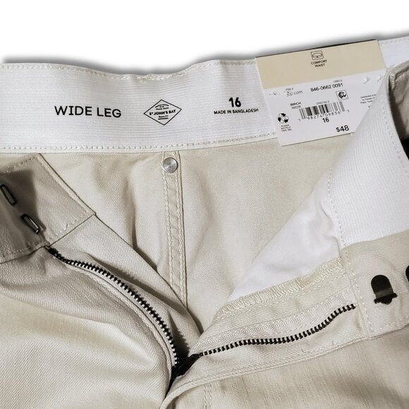 St. John’s Bay Wide Leg Pants Birch High Rise Easy Fit Stretch Size 16 NWT - Picture 8 of 10